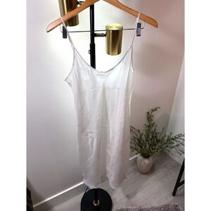 no brand white slip midi plain basics underlayer Spaghetti Strap Chemise Size M